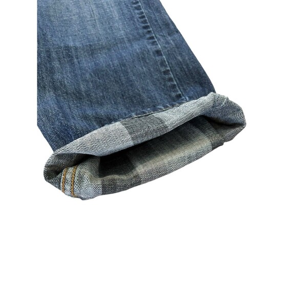 RARE Distressed Plaid Inside Levis 514 Straight Leg Mens Blue Denim Jeans 34x30 - Picture 4 of 15